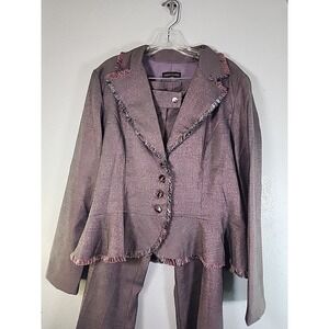 Vintage Y2K Alyn Paige Suit Set - Purple Blazer-style Jacket & Slacks Size 15/16
